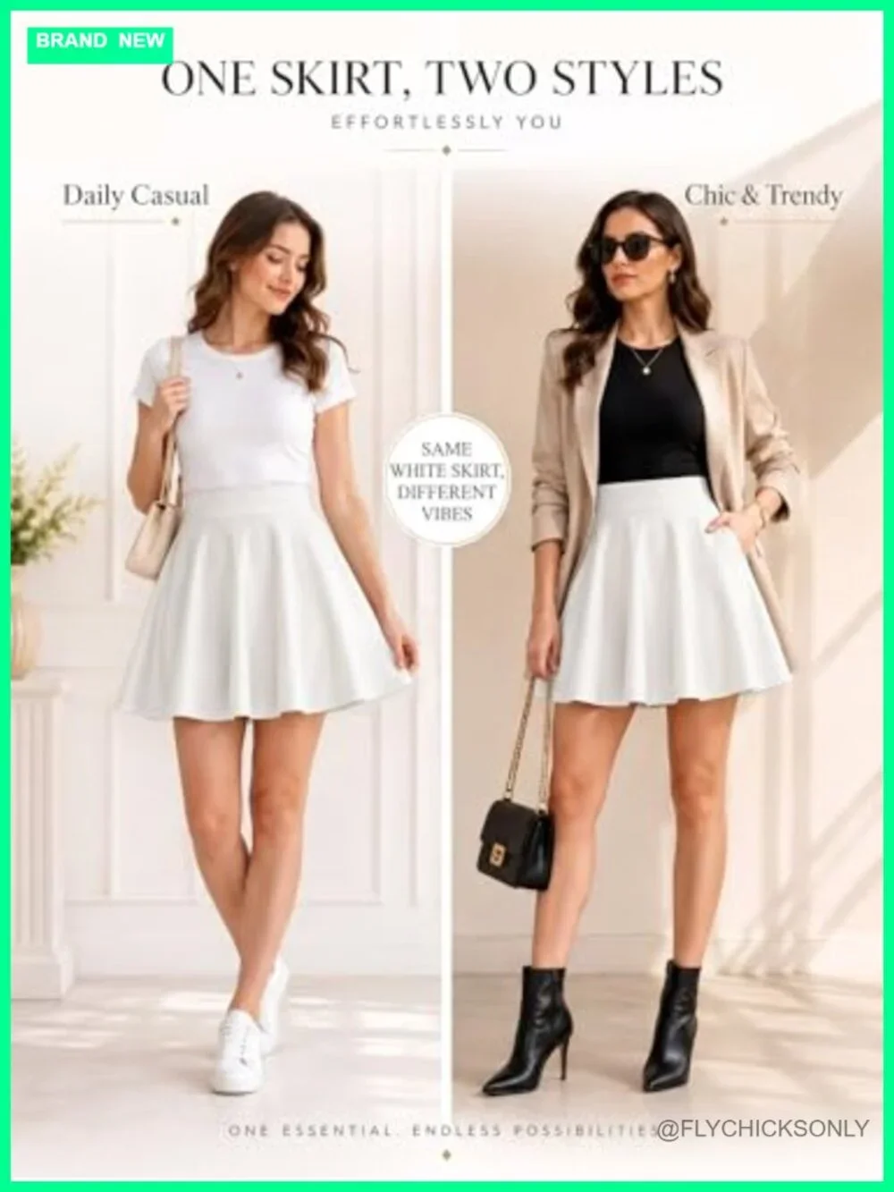 High Waist Skater Skirt with Built-in Shorts, A-Line Mini Skirt, Versatile